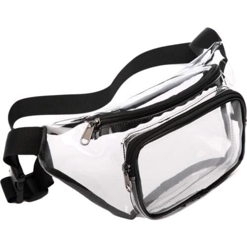 70% Hot Sell Unisex Waterproof Transparent Zipper Belt Chest Waist Bag Pouch Sport Fanny Pack