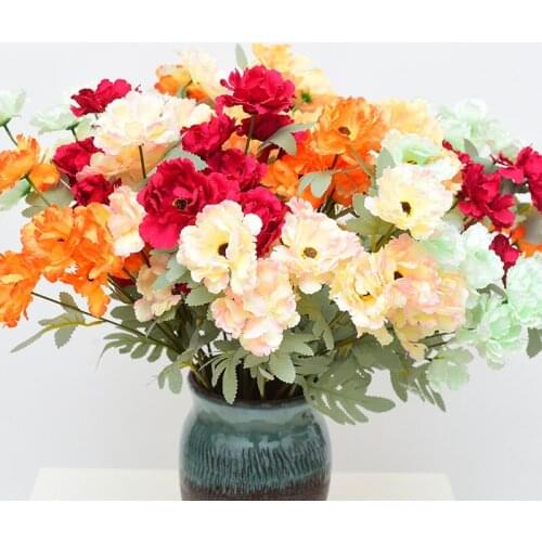 6 Head Artificial Peony Fake Flowers Home Wedding Party Decoration DIY Artificial Silk Flower