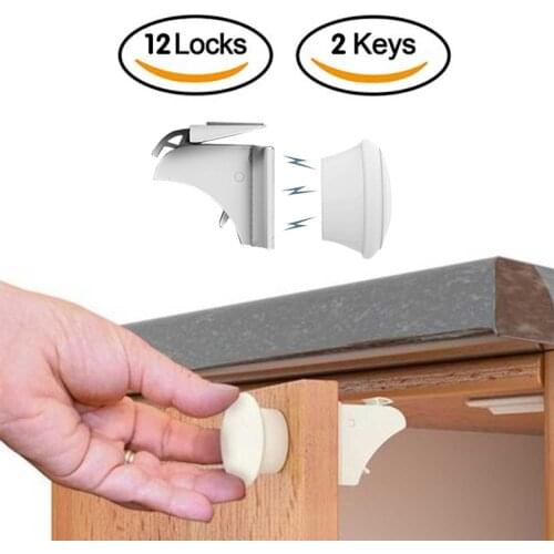 12+3 Pcs Child Protection Magnetic Lock Baby Safety Door Striker Magnet Locks Commonly Used Cabinet & Drawer Household Rooms