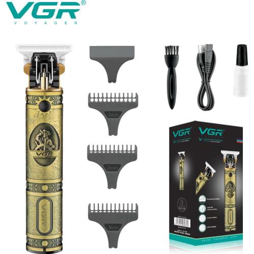 VGR Hair Clipper Professional Rechargeable Personal Care Vintage Engraving Scissors T9 Trimmer USB Reduction Barber Clipper V085