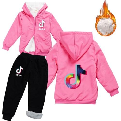 TIK TOK Hot Game Fashion Autumn Winter Children Cotton Sweater And Hoodie + Cotton Pants 2 Piece Suit Kids