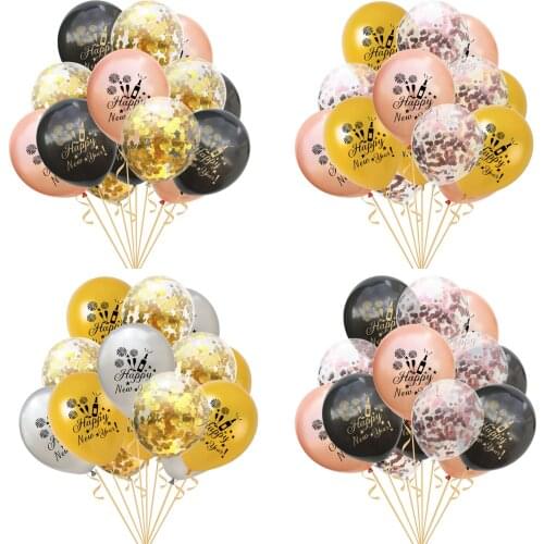 15pcs/set 12inch Chinese Spring Festival Happy New Year Balloons Set DIY Latex Confetti Ballons Merry Christmas Party Home Decor