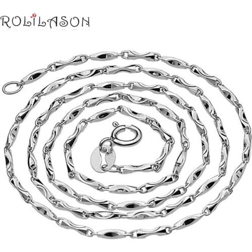 ROLILASON New Ingot Chain Necklace Wholesale Price Pure 925 Solid Sterling Silver 40 cm 45 cm 2017 Fine Jewelry SN100