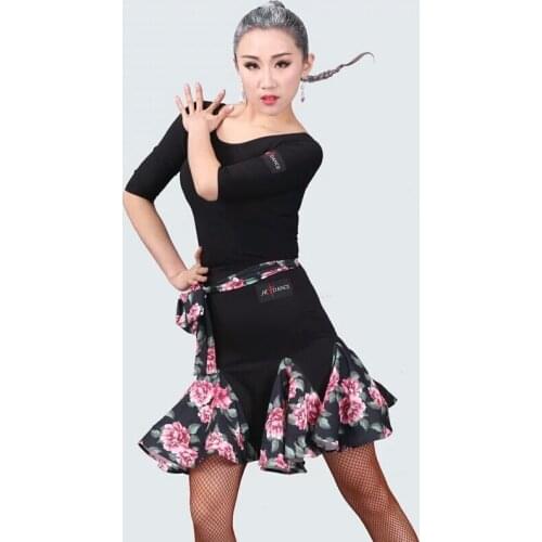 2017 New Black O-Neck Latin Dance Costume Women Tango Dress Samba Costume Ballroom Dance Competition Dancewear Hcdance