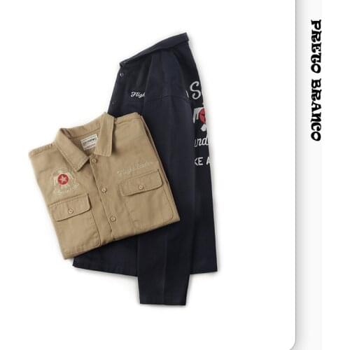 New Okonkwo American Retro Sabre 100 Air Force Fighter Long Sleeve Embroidered Shirt Mens and Womens Coat OQR