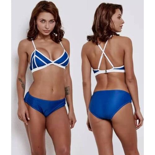 Solid Swimwear Bandage riangle Bikini Set 2019 Female Beach Wear Bathing Suits Swimming Suit Bikini Set Padded Bra