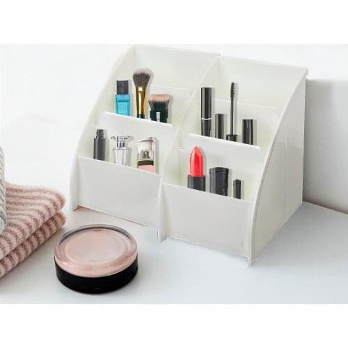 3 Grid Organization Cosmetics Desktop Storage Case TV Remote Control Box Home Office Stand Holder Stationery Phone Organizer