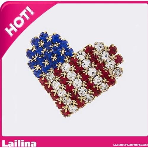 PATRIOTIC HEART BROOCH PIN FOR WOMEN JEWELRY BROOCHES