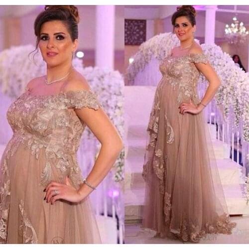 Off the Shoulder vestido de madrinha Mother of Bride Dresses Lace Applique Pregnant woman Formal Party Weddings Evening Gowns