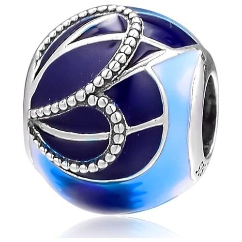 Fits for Pandora Beads Bracelets Blue Butterfly Wing Charms 100% 925 Sterling Silver Jewelry Free Shipping