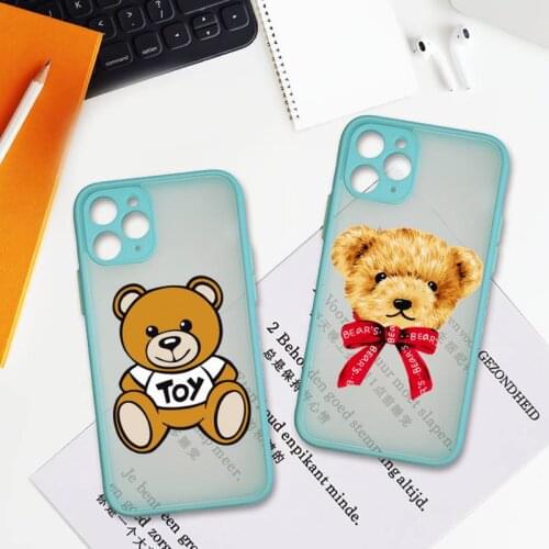 Popular Italy Bear Phone Cases Colorful Bumper Shockproof Trasparent For iPhone 12 Mini 11 Pro Max XR X XS 7 8 Plus blue Cover
