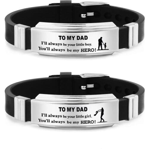 To my dad stainless steel Silicone Bracelet Watch Band Bracelet fathers Day gift dad gift bracelet Jewelry womens bracelet