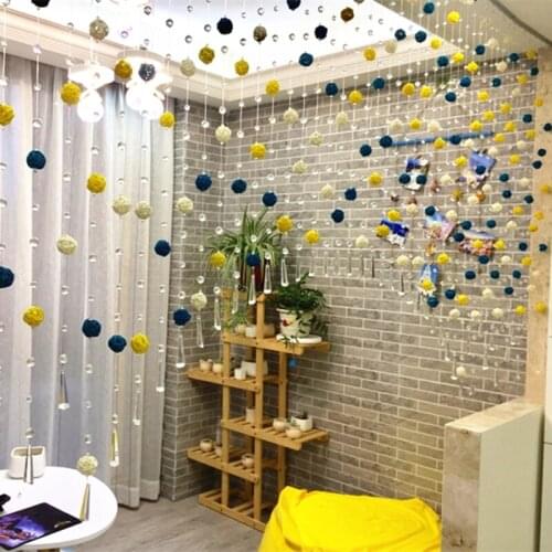 Nordic creative handmade rattan ball crystal bead for Chandeliers Hanging Shoe cabinet Living room Door divider curtain