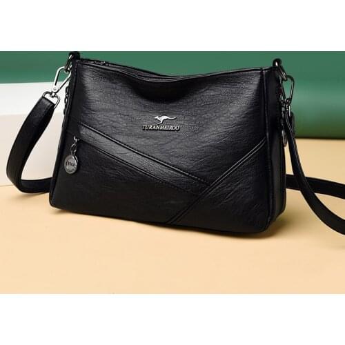 Summer Elegant Women Solid Color PU Leather Crossbody Bag New Large Capacity Multi Pocket Shoulder Bag Female Retro PU Handbag