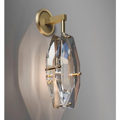Light luxury crystal wall lamp copper simple living room background wall aisle porch lamps postmodern bedroom bedside light