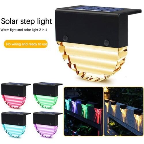 4 PCS Solar Lights Outdoor Solar Step Lights Outdoor Waterproof Led Solar Stair Fence Lamp Decoration For Stairs Garden Yard