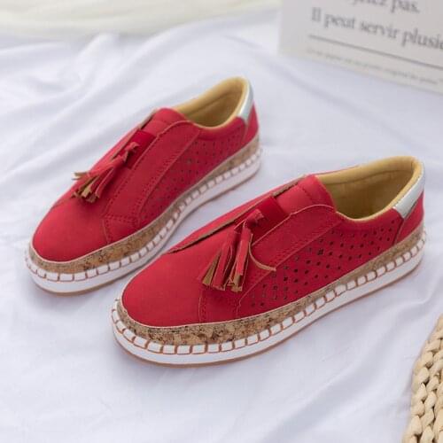 Womens Shoes Casual Slip-On Hollow Out Striped Breathable Elastic Band Female Shoes Retro Shallow Casual Flats Womens Sneakers