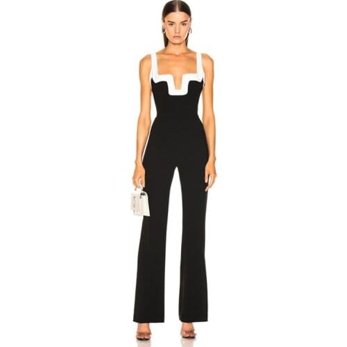 2020 black strapless off shoulder sleeveless Bandage Jumpsuits Celebrity party veralls Womens Red Jumpsuit Wholesale