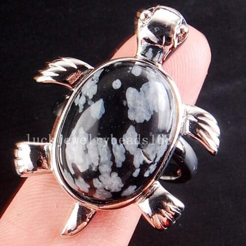 Free Shipping Women Fashion Jewelry 25x32MM Snowflake Jaspe Turtle Bead Ring 6.5~12" US Adjust C4165