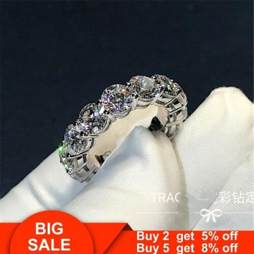 Eternity Promise ring 925 Sterling silver Round 4mm AAAAA cz stone Engagement Wedding Band Rings for women Bridal Party Jewelry
