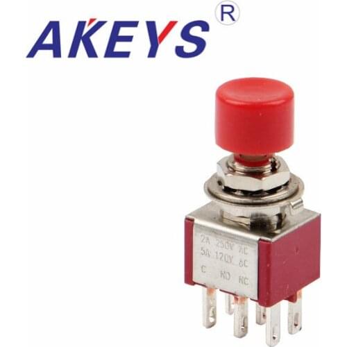 1PC Little red riding hood circular button switch PS202 point automatic reset button 6PIN DS-622-T004-2A