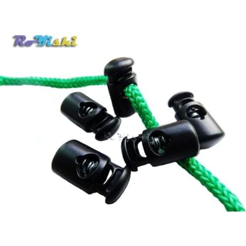 50pcs Black Plastic Barrel Spring Cord Locks Stoppers Toggles 20.5mm*10mm Free Shipping