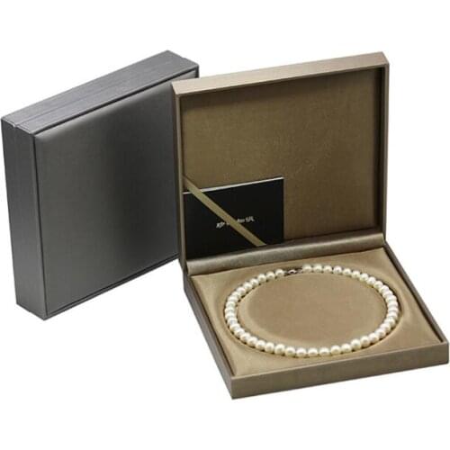 70pcs/lot Luxury Square Pearl Necklace Box 19x19cm Leather Jewelry Packaging Carrying Case Display Storage Gift Boxes Wholesale