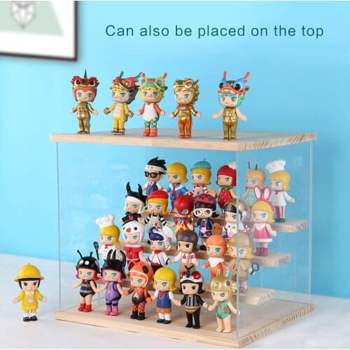 Acrylic Hand-made Box Ceramic Art Doll Toy Organizer Doll Transparent Dust proof Door Type Ladder Shelf Store Display Tools