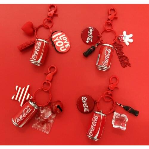 Creative Coke Bottle Keychain Fashion Backpack Pendant Bag Decoration Car Key Accessories Keyring Hot Sale Send Friend Gift New