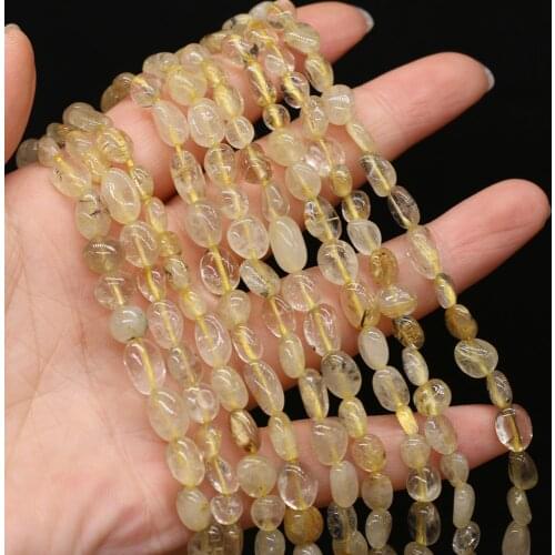 Natural Stone Beads Irregular Gold Rutilated Crystal Loose Bead for Jewelry Making Trendy Bracelet Necklace Accessories