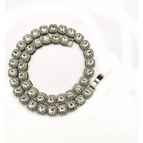 Hip Hop 12 MM Micro Pave Cubic Zircon 1 Row Alloy Tennis Chain Necklace Bling Mens Choker Necklaces for Men Women Punk Jewelry