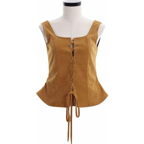 Cosplaydiy Ladies Gothic Renaissance Bodice Waistcoat Vest Leather vest L320