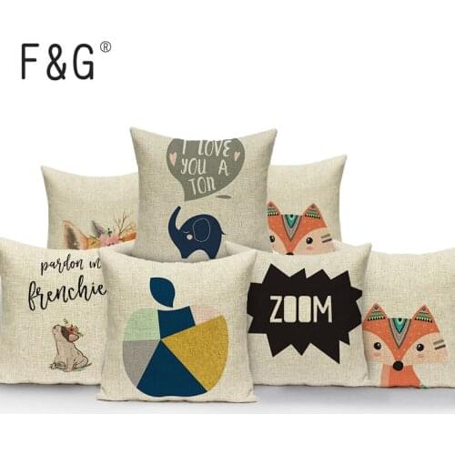 Animal Cartoon pillow cover nordic white black home cushions Dropshipping throw pillows fox cushions decorative cover cushion