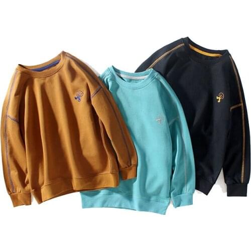 CUHK Child Spring Causal Solid Tops Childrens Wear Long-sleeved Round Neck Pullover Baby Boys Sweater Clothing Sweatshirt
