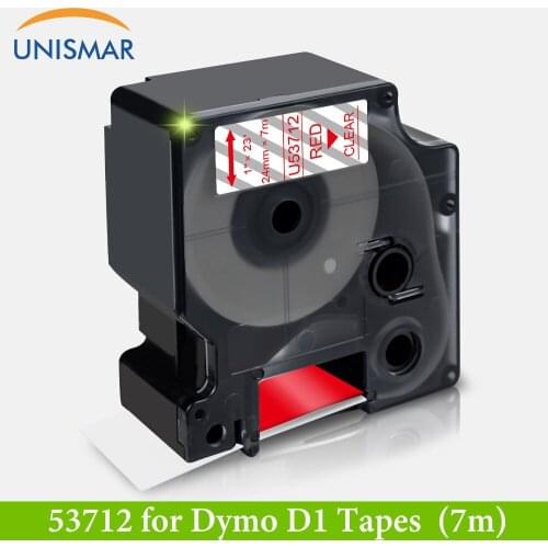 For Dymo D1 24mm*7m Label Tape Red on Clear 53712 Printer Ribbon Compatible Dymo LabelWriter 450 Duo MobileLabeler Typewriter