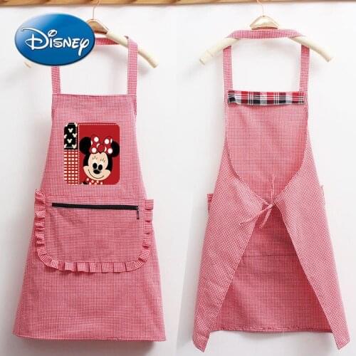 Disney Cotton Apron Kitchen Household Female Fashion Waterproof and Oil-proof Cute Overalls for Adults Cooking Work