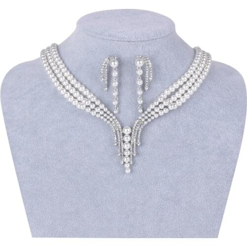 HOWAWAY Pearl Bridal Jewelry Vintage Gold Fashion Wedding Jewelry Pearl Necklace for Bride Ornaments