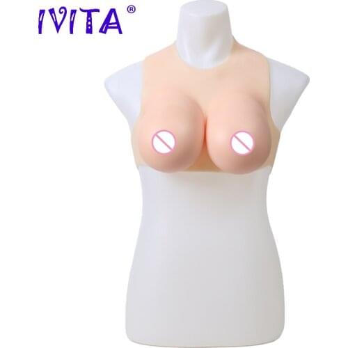 IVITA Artificial Silicone Breast Form 2 Colors Choices D Cup Fake Boobs Breasts for Crossdresser Transgender Drag Queen Shemale