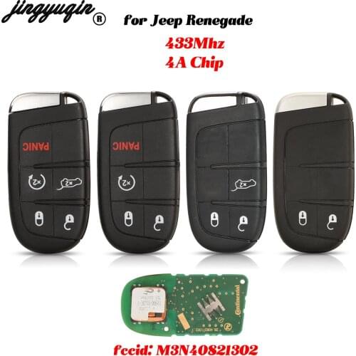 Jingyuqin 2/3/4/5 Buttons Smart Remote Control Car Key 433Mhz 4A Chip Fob For Jeep Renegade 2014 2015 2016 2017 2018 2019