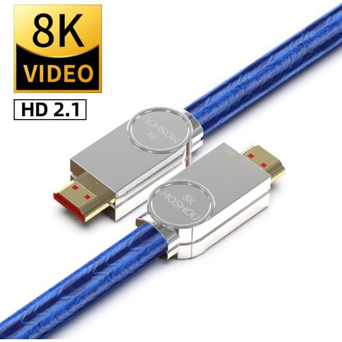 MOSHOU HD 2.1 Cable for PS4 Ultra-HD (UHD) 8K 2.1 Cable 48Gbs with Audio & Ethernet HDMI-compatible for Xiao Mi Box HD Cable 15M