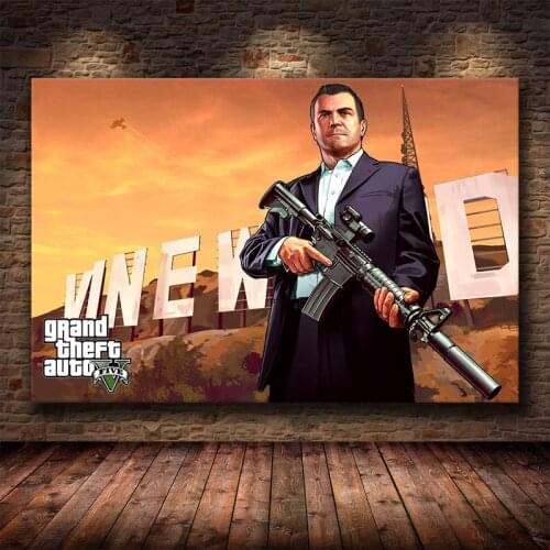 Grand Theft Auto V GTA 5 Game Canvas Painting Posters and Prints Wall Art Pictures Livinig Room Boys Bedroom Home Decor Cuadros