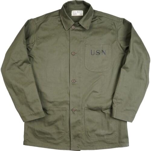 HBT USN Jacket coat American Navy Retro WW2 Army Plywood Suit Green Training Jacket Running Jacket Green