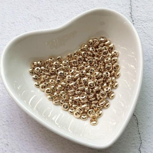 Vacuum Gold Plating Brass Smooth wheel Spacer Beads For Making Jewelry Accessories 3-5mm 10pcs