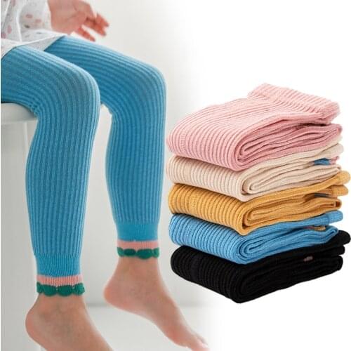 Girls Leggings Spring Autumn Fungus Legging Princess Candy Color Kids Leggins Elastic Children Pants Baby Ribbed Legging Clothes