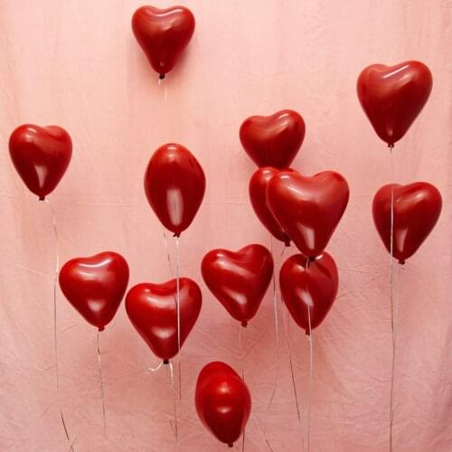 New 10pcs Ruby Red Wedding Latex Balloons Love Heart Inflated Air Balloon Decorations For Wedding Valentines Day Party Supplies