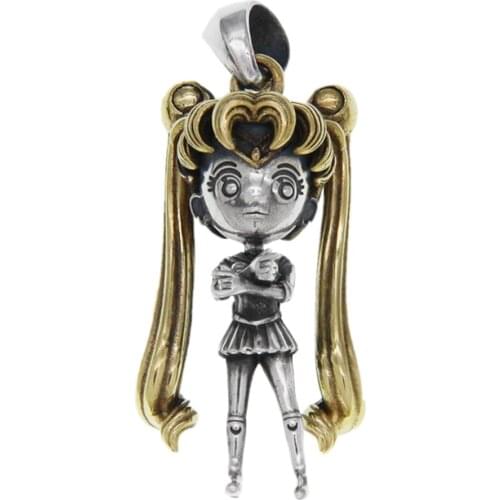 BOCAI New solid s925 sterling silver woman pendant cute girl doll keychain pendant new fashion jewelry