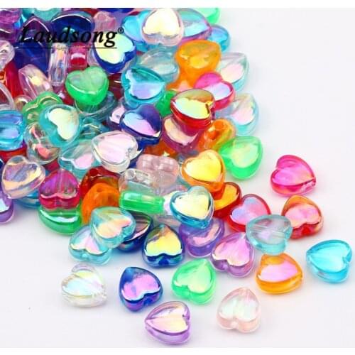 Wholesale Acrylic Heart Shaped Beads Mixed Color Spacer Beads For Jewelry Making DIY Handmade Necklace Bracelet