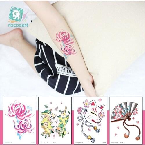 Rocooart Cute Cats Tattoo Dreamcatcher Temporary Tattoo Sticker Flowers Fake Tattoo Sharks Waterproof Tatoo For Body Art Taty