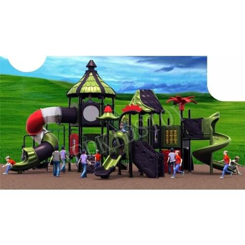 TUV Certificated Two Levels Outdoor Playground With Transparent Spiral Tube Slide And Swing