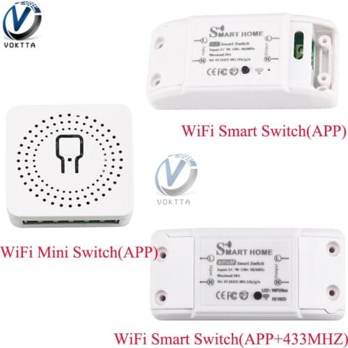 AC 100-240V WiFi Mini Smart Switch Remote Tuya APP Home Control Switch 433MHZ Remote Control Switch Home Automation Modules
